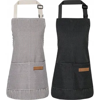 Kuchyňská zástěra SADA 2x KUSŮ KUCHYŇSKÁ ZÁSTĚRA ČERNÁ GASTRONOMIE + Kapsa