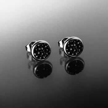 Náušnice Ocelové náušnice vykládané černými krystaly č. 1902