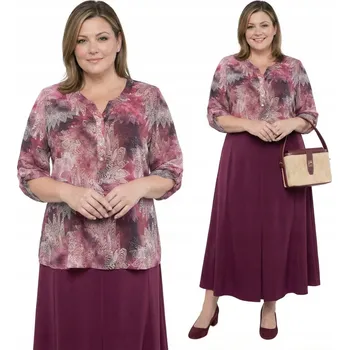 Dámská halenka Růžovo-bordó halenka, bílá plus size, velikost 50