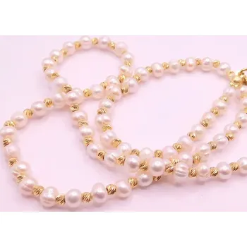 Řetízek Klenoty Budín Dámský zlatý perlový náhrdelník ze žlutého zlata s perlami 585/3,29gr 42+3cm HK4074 (Klenoty Budín Dámský zlatý perlový náhrdelník ze žlutého zlata s perlami 585/3,29gr 42+3cm HK4074)