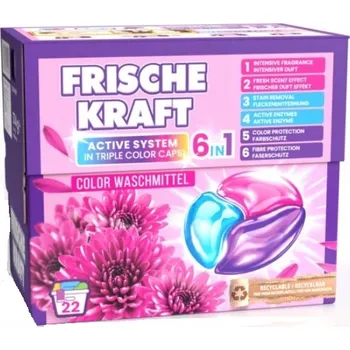 Kapsle na praní Frische Kraft Color 6v1 Německé Kapsle na Barevné Prádlo 22ks