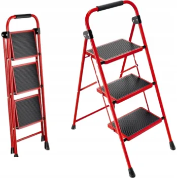 Žebřík Składana Domowa Drabina 3-Stopniowa Lehký Ocelový Schůdky Stupně