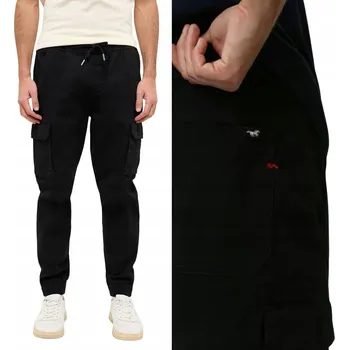 Pánské kalhoty Mustang Pánské kalhoty Paris Jogger Cargo Černé Ležérní W32 L32