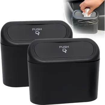 Odpadkový koš Odpadkový koš do auta, malý odpadkový koš s víkem Klips Černá nádoba