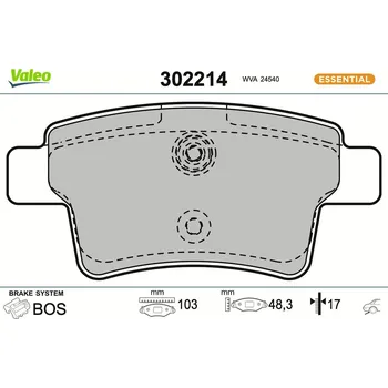 Brzdová destička Sada brzdových destiček, kotoučová brzda VALEO 302214