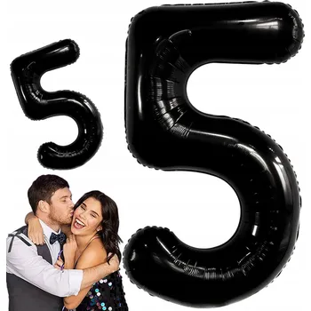 Balónek Fóliový balónek ČÍSLICE 5 Černý k narozeninám 100 cm
