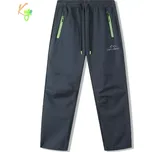 Dětské sofshellové kalhoty zateplené Kugo HK9787 šedá / zelený zip