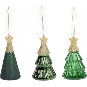 Vánoční ozdoba SKLENĚNÁ OZDOBNÝ PŘÍVĚSEK BAŇKA NA VÁNOČNÍ STROMEK SADA OZDOB NA STROMEČEK 3 ks