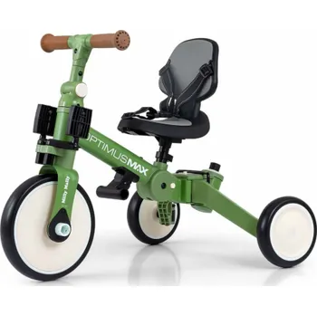 Hračka Dětská tříkolka 5v1 Milly Mally Optimus Max s vodící tyčí green
