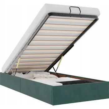 Postel Rám postele s úložným prostorem, otoman, tmavě zelená, 203 x 80 x 23,5 cm