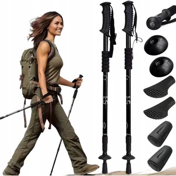 Trekingová hůl TREKINGOVÉ HOLE NA CHŮZI NORDIC WALKING NASTAVITELNÉ SKLÁDACÍ 2KS