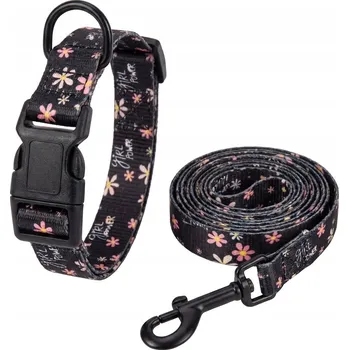 Obojek pro psa Květinový vzor obojek + vodítko. Květinový vzor obojek + vodítko (XL)