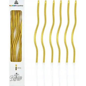 Dortová svíčka Narozeninové svíčky točené Zlaté 6 kusů DORT narozeniny