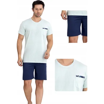 Dámské noční prádlo Pánské bavlněné pyžamo pistáciové krátké kraťasy XL