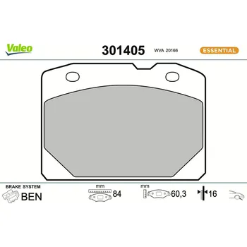 Brzdová destička Sada brzdových destiček, kotoučová brzda VALEO 301405