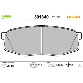 Brzdová destička Sada brzdových destiček, kotoučová brzda VALEO 301340