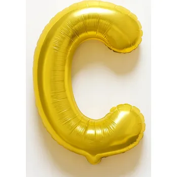 Balónek Foliový balónek písmeno C zlatý - 40 cm - PÍSMENKO NÁPIS JMÉNO - NAROZENINY