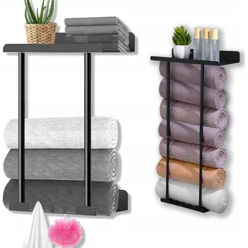 Držák na ručník DRŽÁK NA RUČNÍKY SAMOLEPICÍ OCEL UHLÍKOVÁ ČERNÝ NASTAVITELNÝ 45-75cm