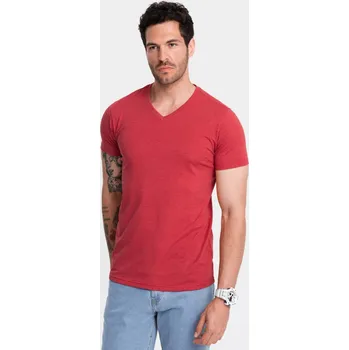 Pánské tričko Klasické pánské bavlněné tričko BASIC červené V17 OM-TSBS-0145 XL