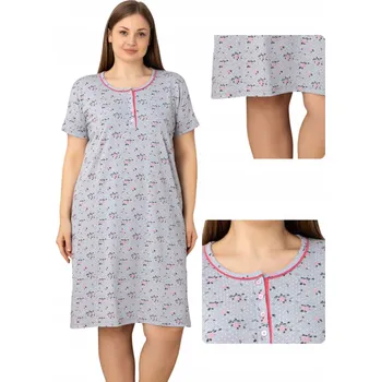 Dámská noční košile Košile noční s růžovými kvítky a bílými puntíky, velikost XL