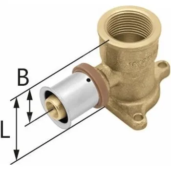 rozdělovač topení KAN-therm Mosazné nástěnné koleno s oušky GW ultraPRESS - 25 Rp3/4 L = 54 mmKAN-THERM