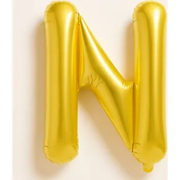 Balónek Foliový balónek písmeno N zlatý - 40 cm - PÍSMENKO NÁPIS JMÉNO - NAROZENINY