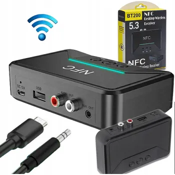Bluetooth adaptér Bluetooth 5.3 adaptér RCA Jack 3,5 mm HiFi USB, černý