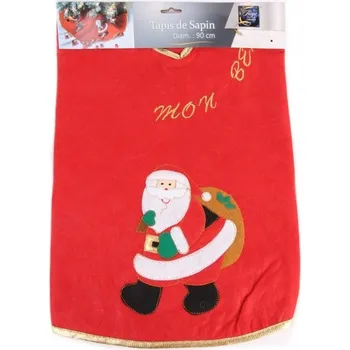 Vánoční dekorace PODLOŽKA POD VÁNOČNÍ STROMEK červená s Mikuláš, 90 cm