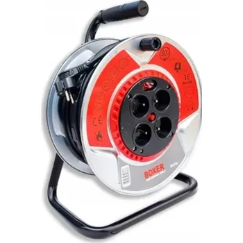 elektrický kabel Prodlužovací Kabel bubnový 50 m 3×2,5 mm² na kovovém bubnu Boxer 4 ks zásuvek