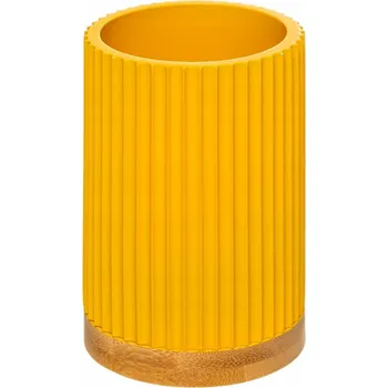 KOUPELNOVÝ HRNEK / NÁDOBA žlutá kamenná MODERNÍ