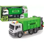 LEAN Toys Zelený segregační popelářský vůz se zvukovými efekty třecího pohonu 1:16