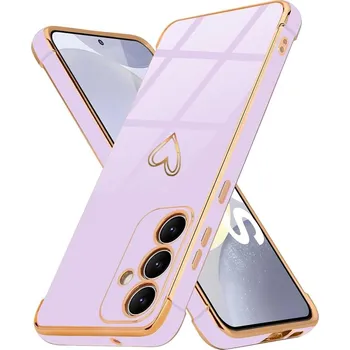 Pouzdro na mobilní telefon POUZDRO PANCÉŘOVANÝ KRYT SRDCE PRO SAMSUNG GALAXY S23 LEVANDULOVĚ - ZLATÝ