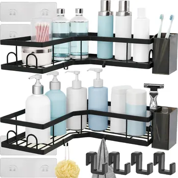 Drátěná police ROHOVÁ ZÁVĚSNÁ POLICE DO KOUPELNY DO SPRCHY SAMOLEPICÍ LOFT 2 KUSY