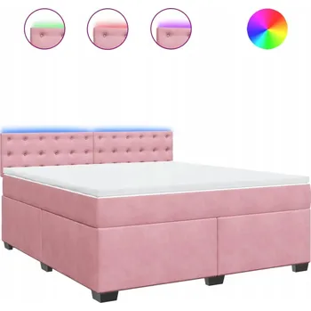 Postel Kontinentální postel s LED osvětlením, růžová, 200 x 180 x 100,5 cm
