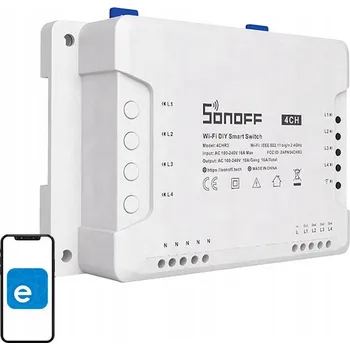 IP kamera Sonoff 4CH R3 WIFI spínač na DIN lištu SUPLA, čtyřkanálový