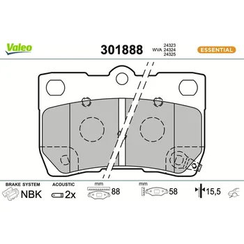 Brzdová destička Sada brzdových destiček, kotoučová brzda VALEO 301888