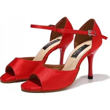 Dámské lodičky Lelka taneční boty na tango 6205B - červené - podpatek 8,5 cm, velikost 38