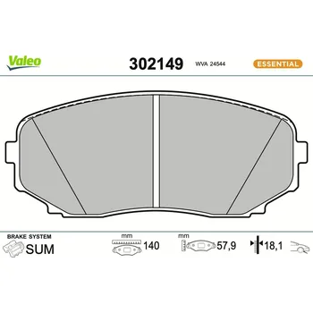Brzdová destička Sada brzdových destiček, kotoučová brzda VALEO 302149