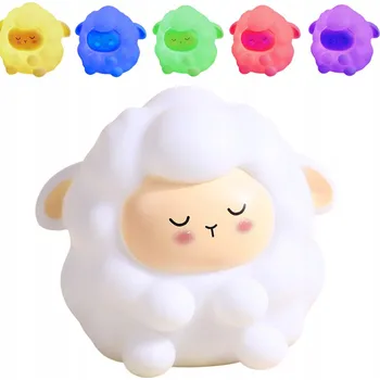 Lampička SILIKONOVÁ LAMPičKA OVCE LED PRO DĚTI NOČNÍ RGB USB DOTYKOVÁ DO LOŽNICE