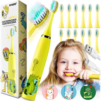 Elektrický zubní kartáček Sonický Kartáček PRO DĚTI + 12 Náhradních hlavic USB Elektrický zubní kartáček MEGA