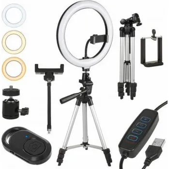 Selfie tyč Maclean Stativ MACEAN RING LAMP 10 LED 12W PRO SELFIE SE STATIVEM MCE610