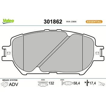 Brzdová destička Sada brzdových destiček, kotoučová brzda VALEO 301862