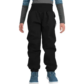 Snowboardové kalhoty Unuo Dětské softshellové oteplovačky s fleecem plus černé