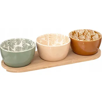 Barevné misky na svačinu Rivi na dřevěném podnosu, Ø 9,8 cm