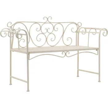 Zahradní lavice OMAXI Zahradní lavice 132 cm kovová starožitná bílá 718741
