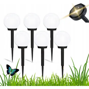 Venkovní osvětlení ZAHRADNÍ SOLÁRNÍ SVĚTLA 6 KS KOULE BÍLÉ ZAPICHOVACÍ SOLÁRNÍ LED LAMPY