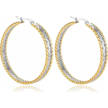 Náušnice STŘÍBRNÉ NÁUŠNICE ZLATÉ VELKÉ KRUHY OCEL CHIRURGICKÁ 316L