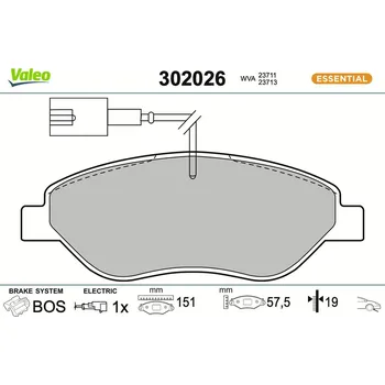 Brzdová destička Sada brzdových destiček, kotoučová brzda VALEO 302026