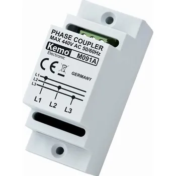 Prodlužovací kabel Fázový vazební člen Kemo M091A pro produkty Powerline, k montáži na DIN lištu. Kapacitně propojuje