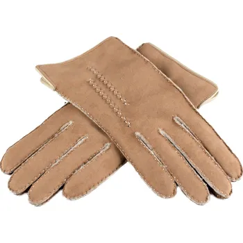Rukavice BOHEMIA GLOVES Dámské rukavice s pravým beránkem z broušené kůže Barva: Béžová, Velikost: 8